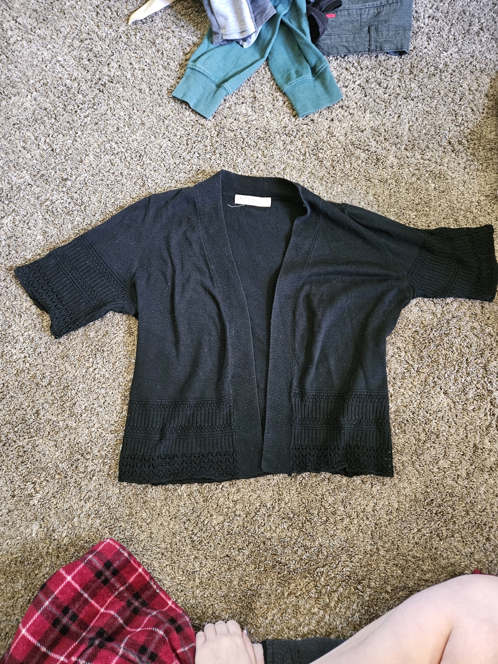 Faded Glory Black Open-Front Short Sleeve Cardigan